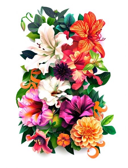 

Алмазная мозаика без подрамника Букет, 90x70 см, 50 цветов, 85225, РА-799