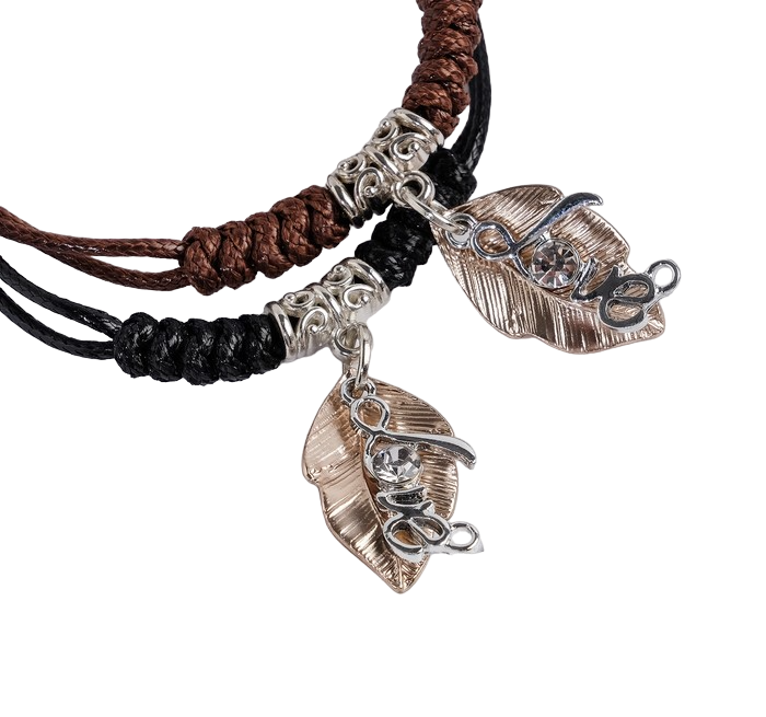 

Браслеты "Неразлучники" любовь, цвет чёрно-коричневый, L=12,5 см, Р00010673