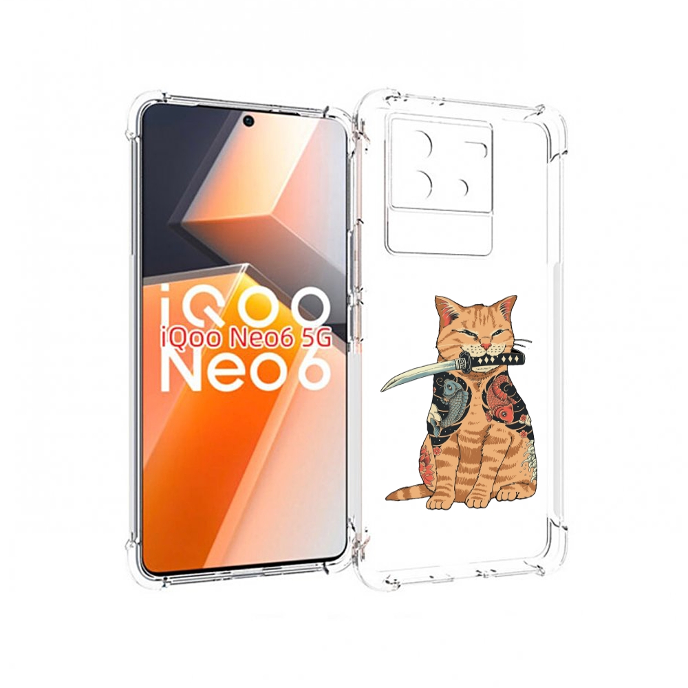 

Чехол MyPads кот-с-катаной для Vivo iQoo Neo 6 5G, Прозрачный, Tocco
