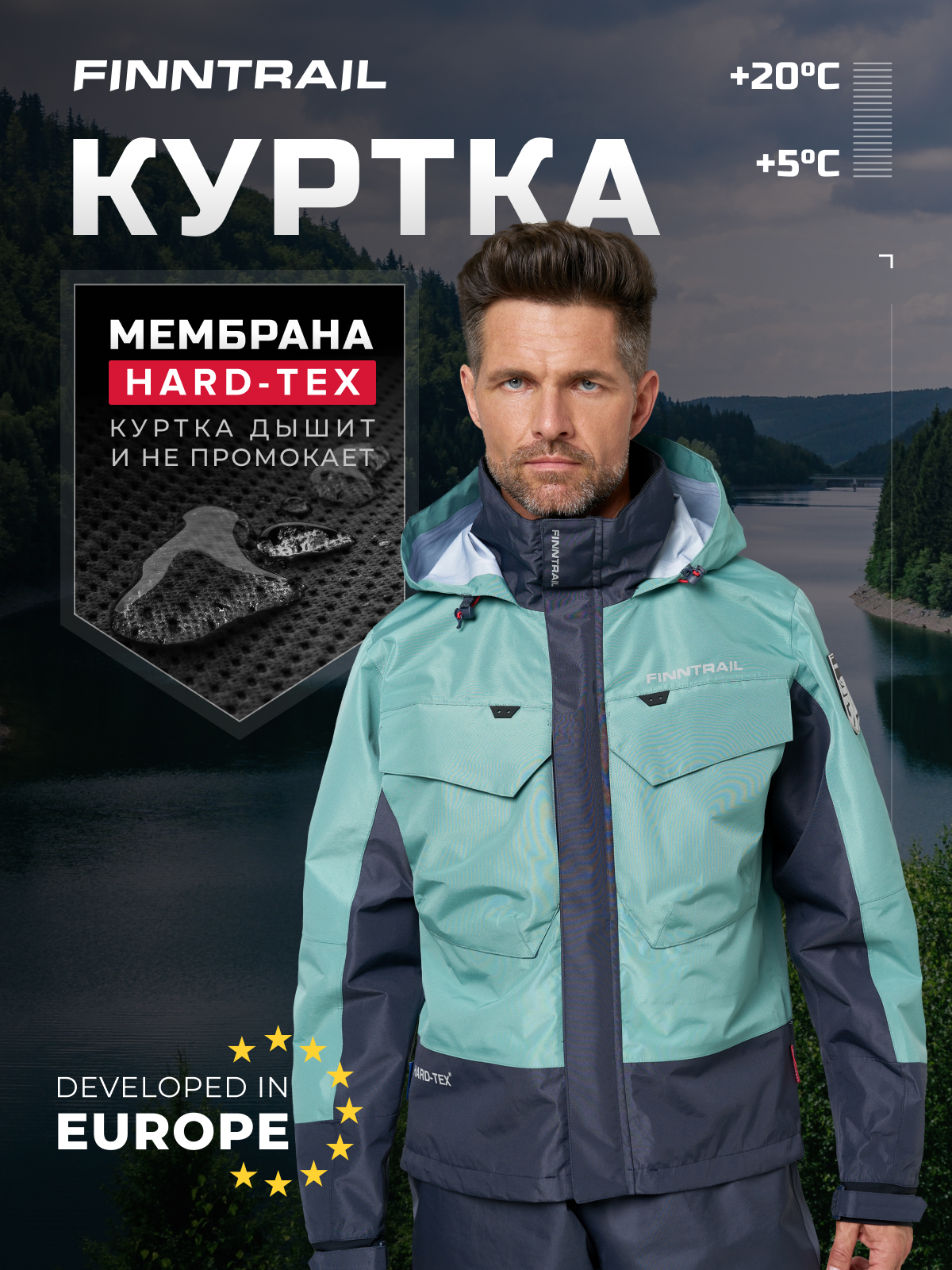 

Ветровка мужская Finntrail Coaster4023 бирюзовая S, Бирюзовый, Coaster4023
