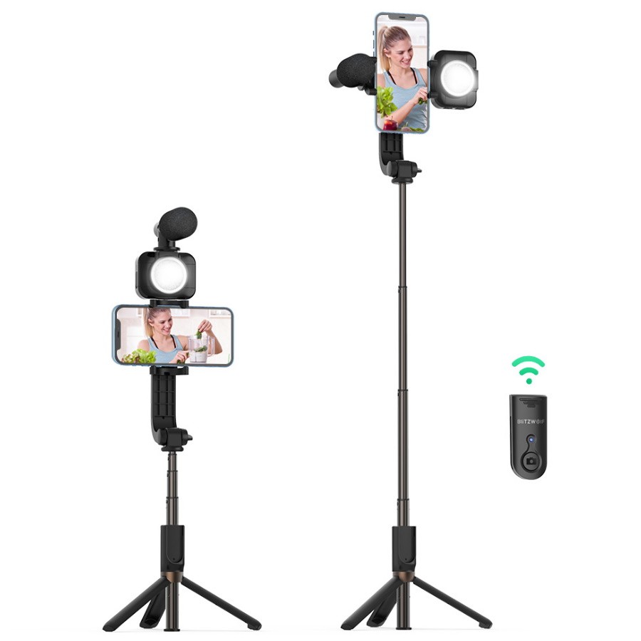 

Штатив для селфи-палки BlitzWolf BW-BS15 Tripod Selfie Stick with Fill Light & Microphone