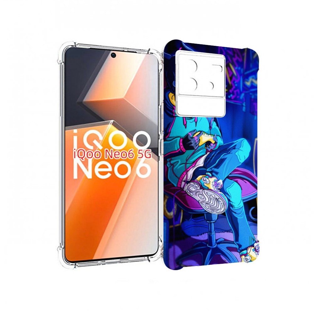 

Чехол MyPads киберпанк игрок для Vivo iQoo Neo 6 5G, Прозрачный, Tocco