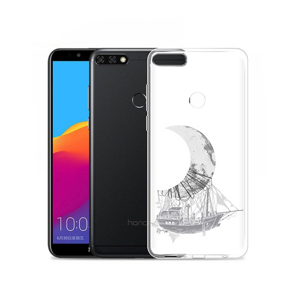 

Чехол MyPads Tocco для Honor 7C Pro черно белый корабль полумесяц (PT113786.47.684), Прозрачный, Tocco