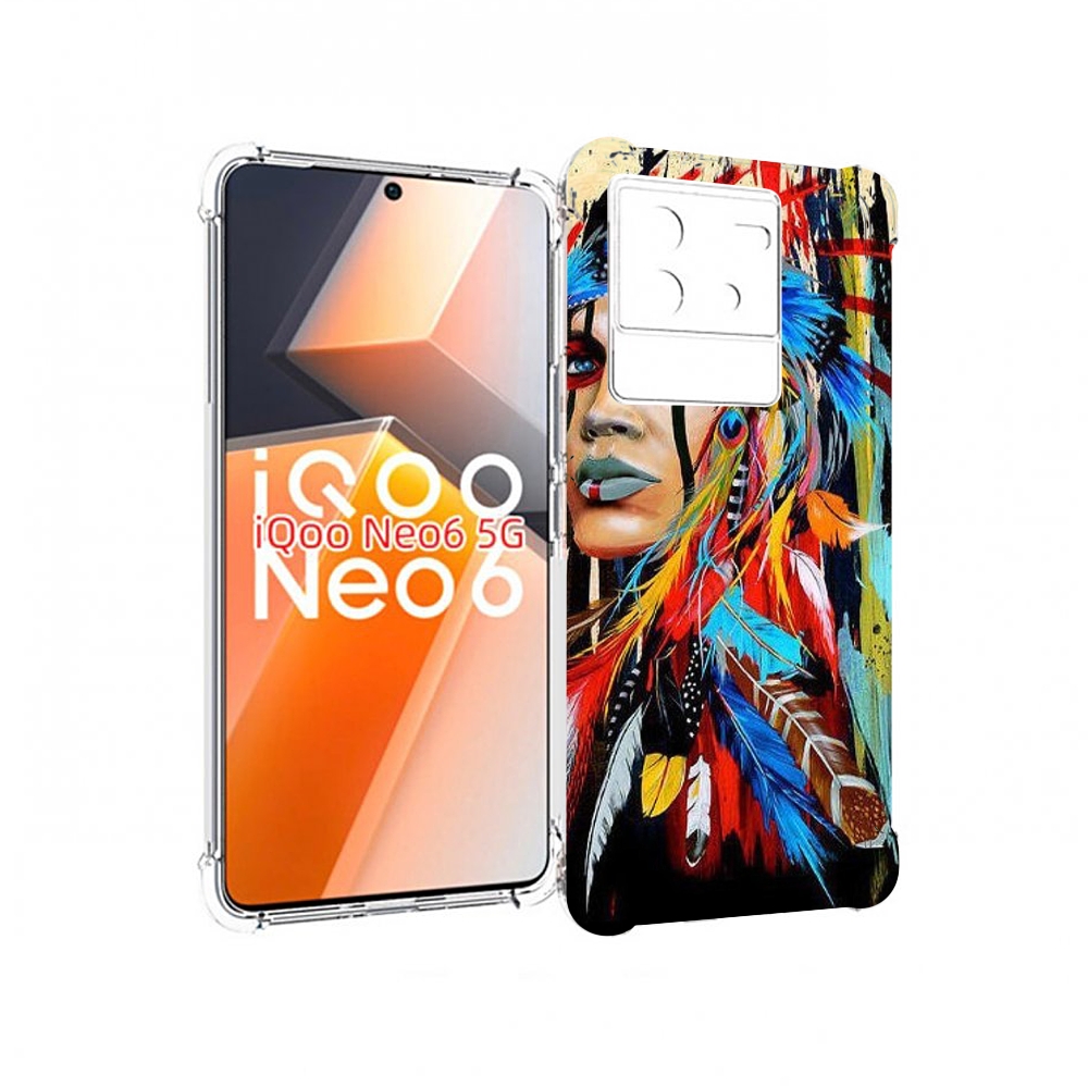 

Чехол MyPads индеец расписной для Vivo iQoo Neo 6 5G, Прозрачный, Tocco