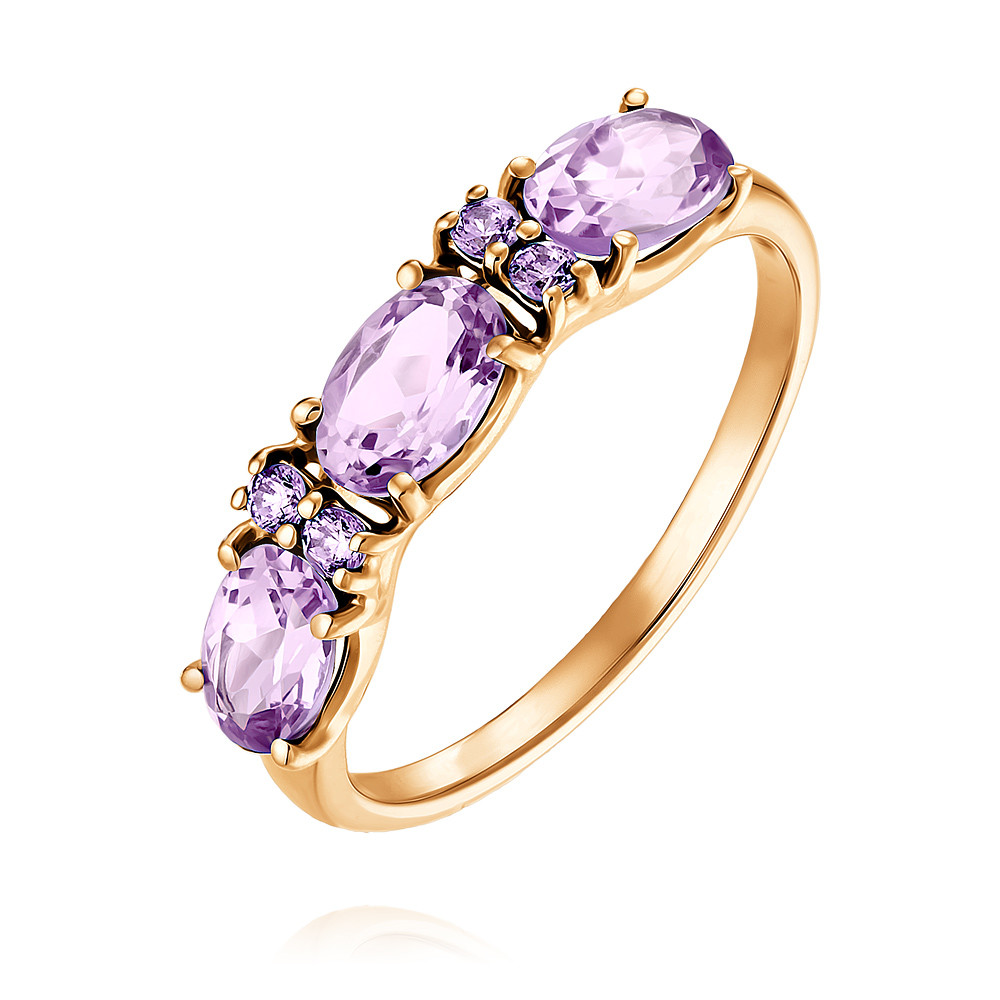 

Кольцо из красного золота с аметистом/фианитом р.  ADAMAS 1452723/01-А50-653, 1452723/01-А50-653