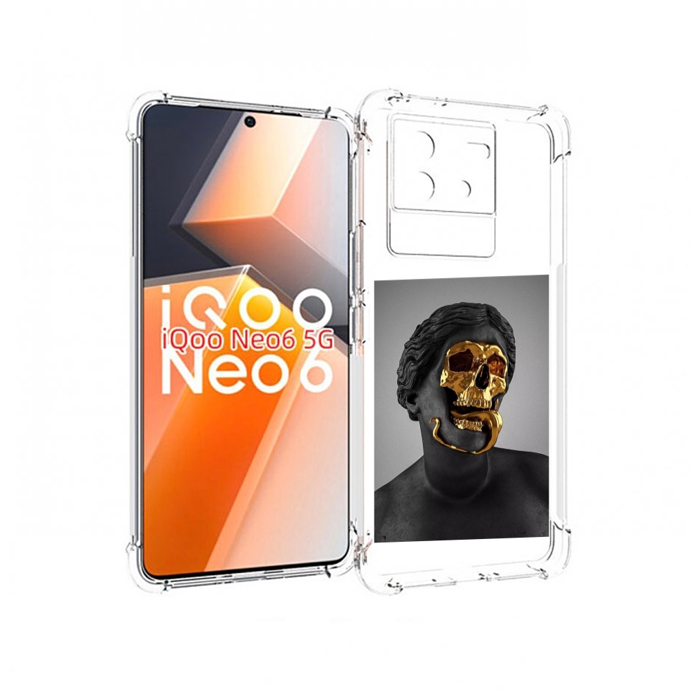 

Чехол MyPads золотой череп в статуе для Vivo iQoo Neo 6 5G, Прозрачный, Tocco