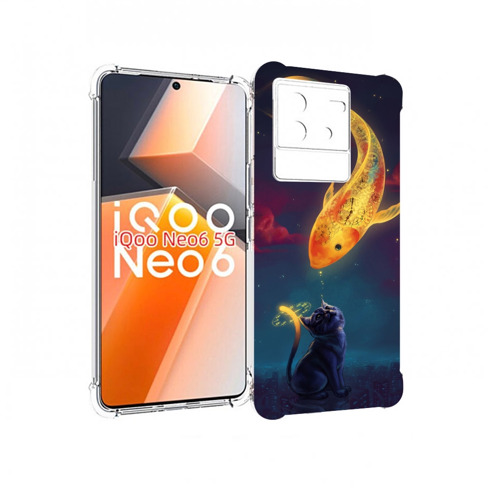 

Чехол MyPads золотая-рыбка-часовая для Vivo iQoo Neo 6 5G, Прозрачный, Tocco