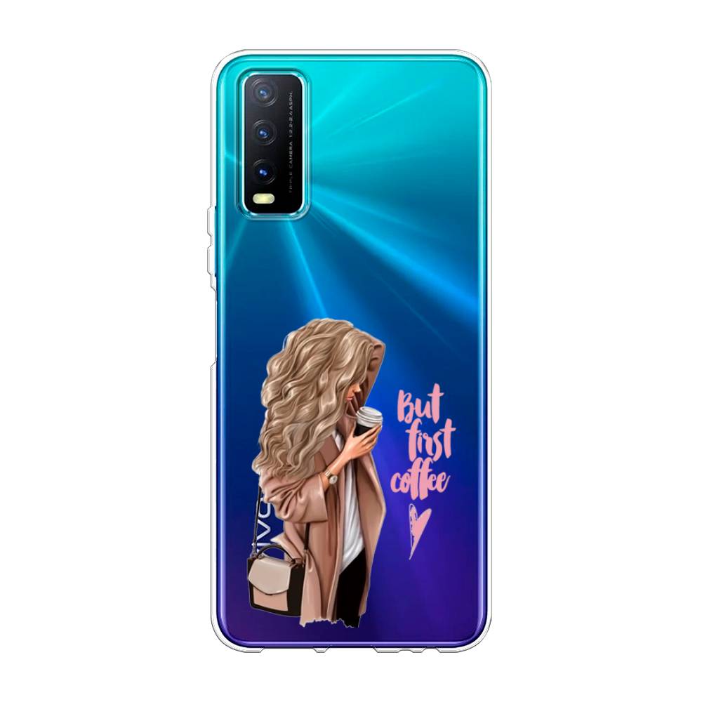 

Силиконовый чехол "Девушка с кофе" на Vivo Y20, Девушка с кофе