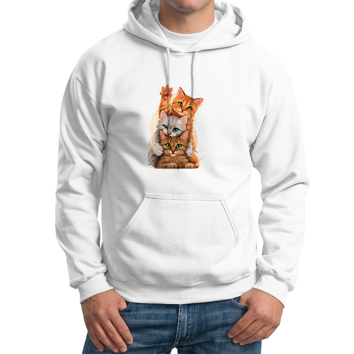 

Худи унисекс CoolPodarok Животные.Три кошки белое 64 RU, M0501628