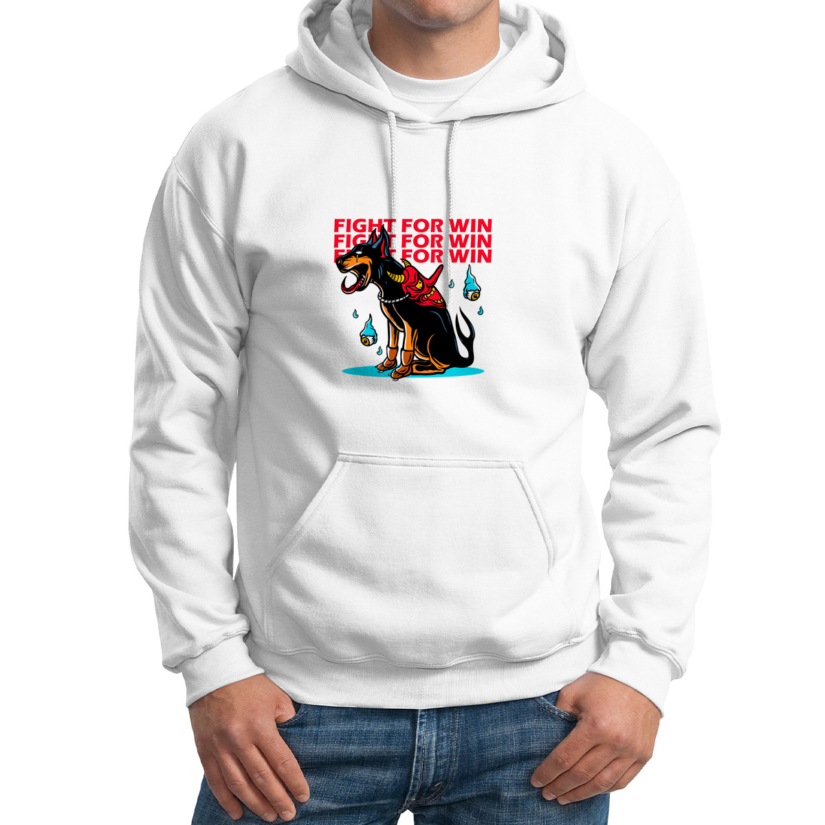 

Худи унисекс CoolPodarok Животные. Доберман в маске белое 64 RU, M0501588