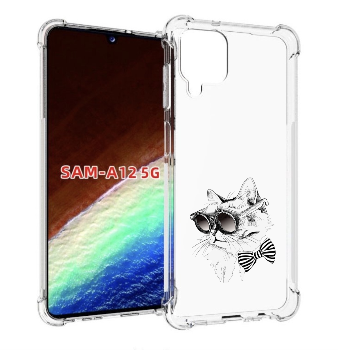 Чехол MyPads крутая кошка в очках для Samsung Galaxy A12 (SM-A125F) 2020/21