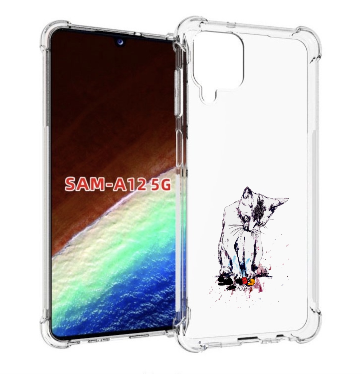 

Чехол MyPads кот и микки для Samsung Galaxy A12 (SM-A125F) 2020/21/A12 Nacho SM-A127F, Прозрачный, Tocco