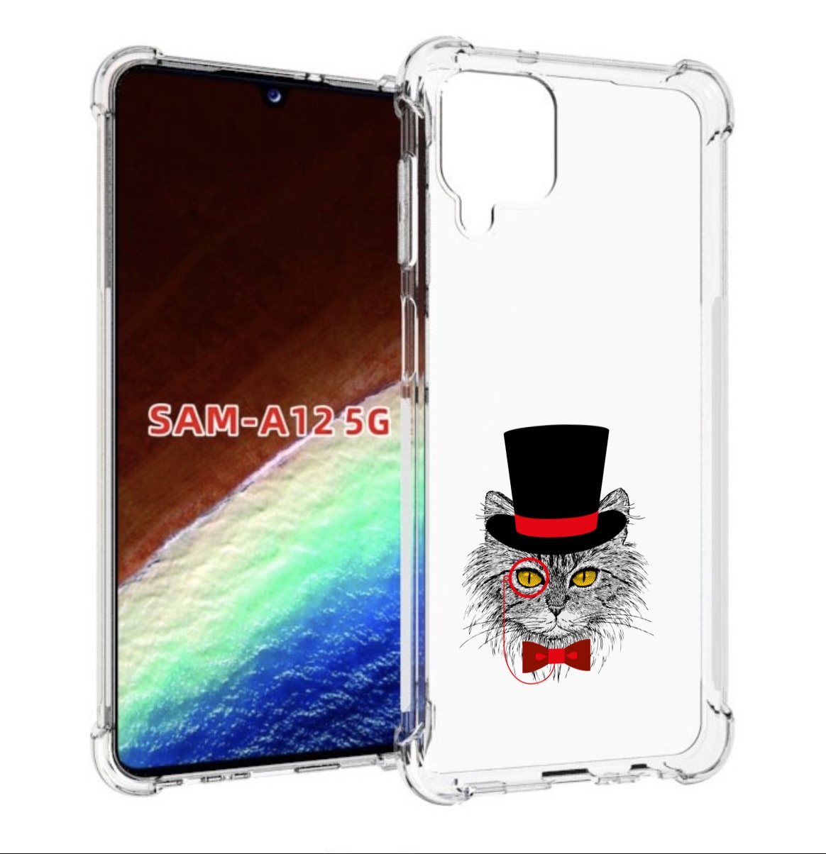 

Чехол MyPads кот в шляпе для Samsung Galaxy A12 (SM-A125F) 2020/21/A12 Nacho SM-A127F, Прозрачный, Tocco