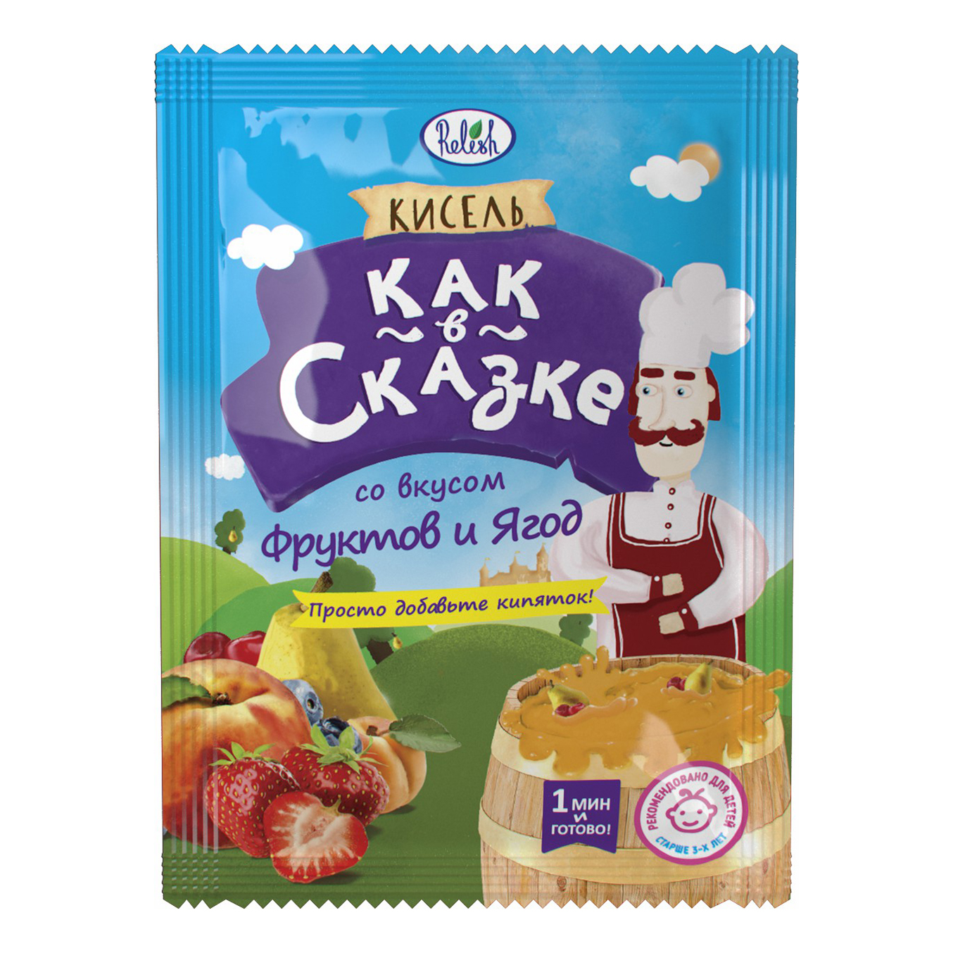 

Смесь для приготовления напитка Relish Как в сказке Кисель со вкусом фруктов и ягод 25 г