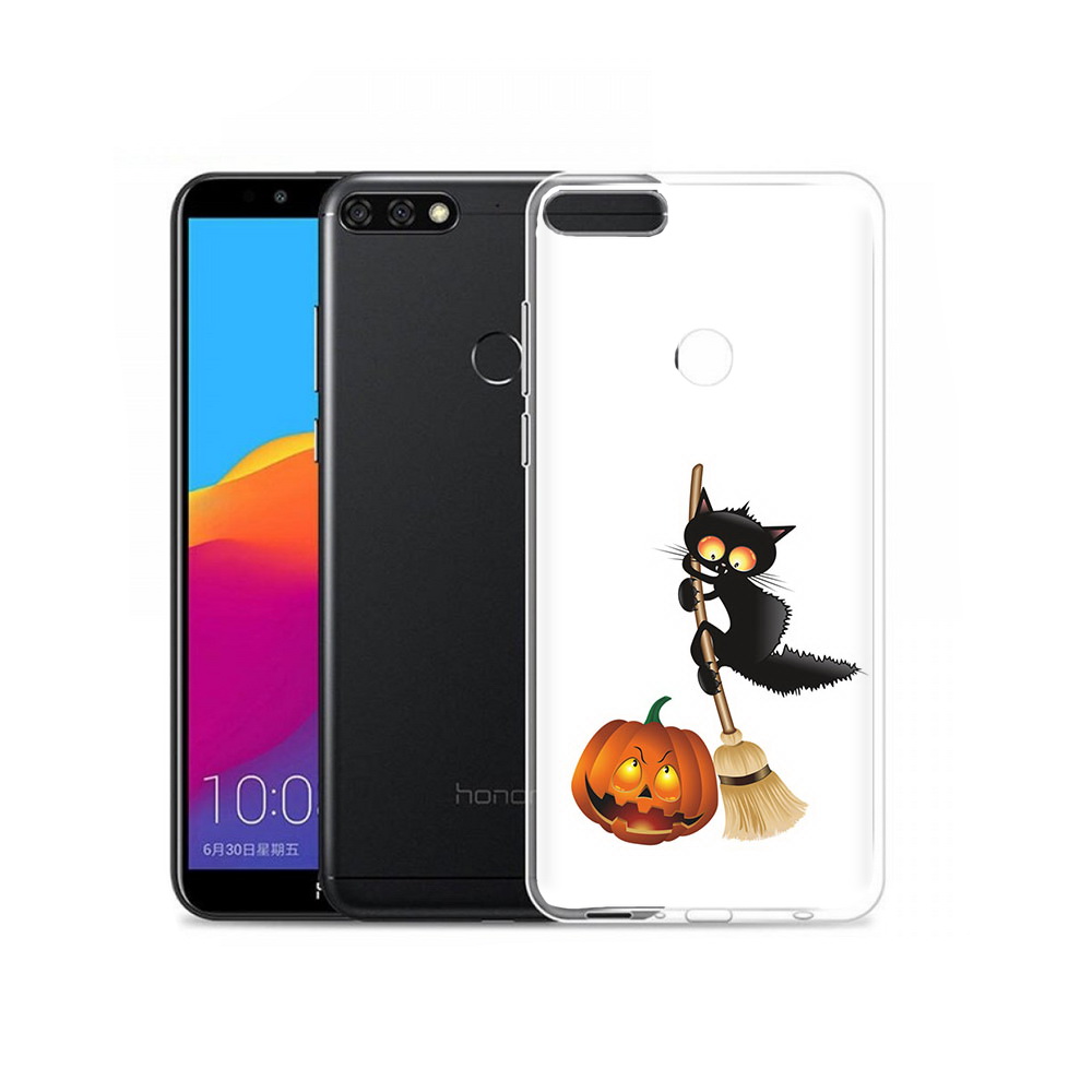 

Чехол MyPads Tocco для Honor 7C Pro хэлуинский котик (PT113786.47.667), Прозрачный, Tocco