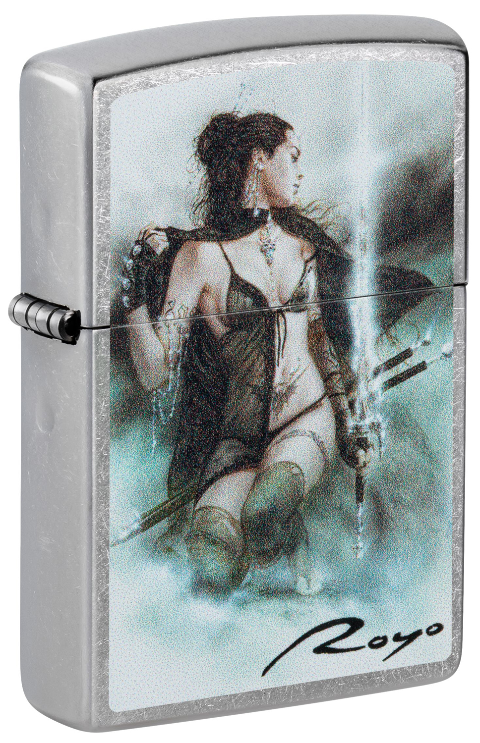 

Зажигалка бензиновая Zippo Luis Royo с покрытием Street Chrome, Серебристый