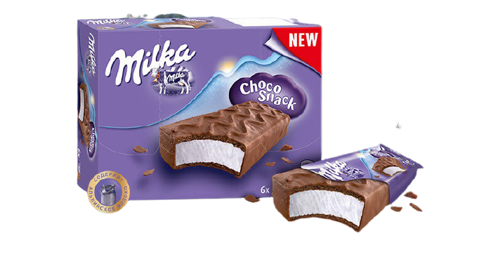 фото Пирожное milka choco snack minis с кремом и цельным молоком в молочном шоколаде 16 г