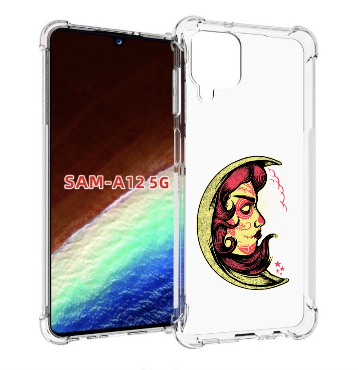 

Чехол MyPads желтый полумесяц с лицом девушки для Samsung Galaxy A12 (SM-A125F) 2020, Прозрачный, Tocco