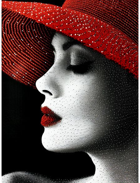 

Алмазная мозаика без подрамника Девушка в красном, 40x30 см, 50 цветов, 85122, РА-789