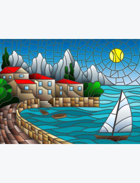 

Алмазная мозаика на подрамнике Морской витраж, 40x30 см, 57813, ПРА-059