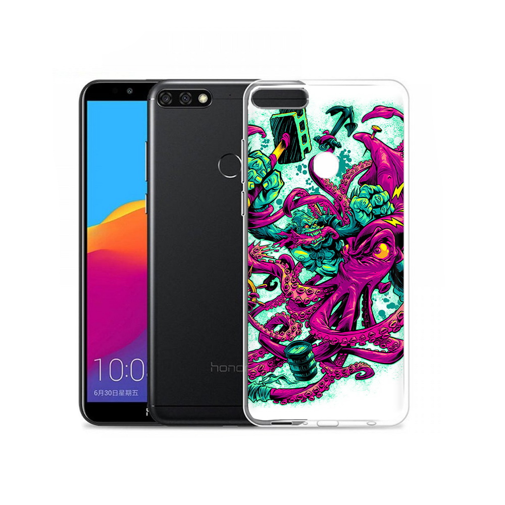 

Чехол MyPads Tocco для Honor 7C Pro фиолетовый кракен (PT113786.47.657), Прозрачный, Tocco