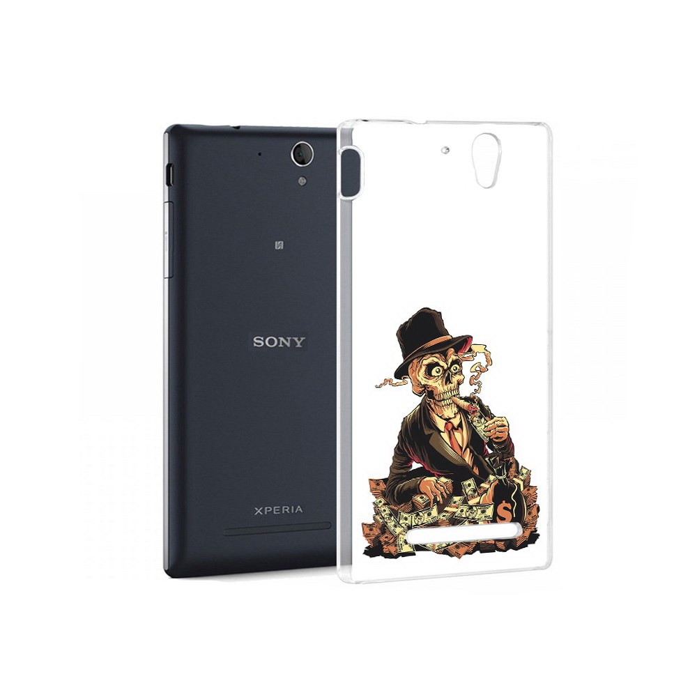 

Чехол MyPads Tocco для Sony Xperia C5 Ultra нарисованный череп с сигаретой, Прозрачный, Tocco