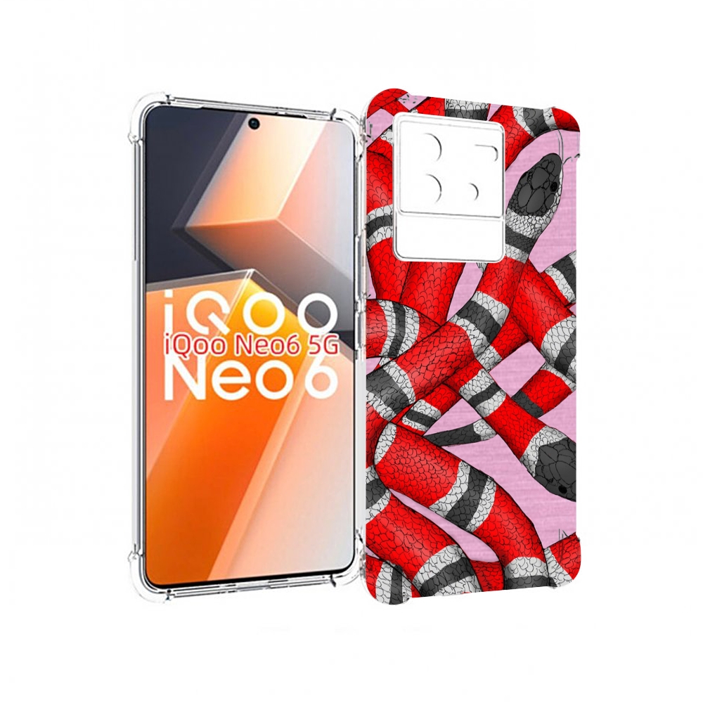 

Чехол MyPads змея-красно-черно-белый для Vivo iQoo Neo 6 5G, Прозрачный, Tocco
