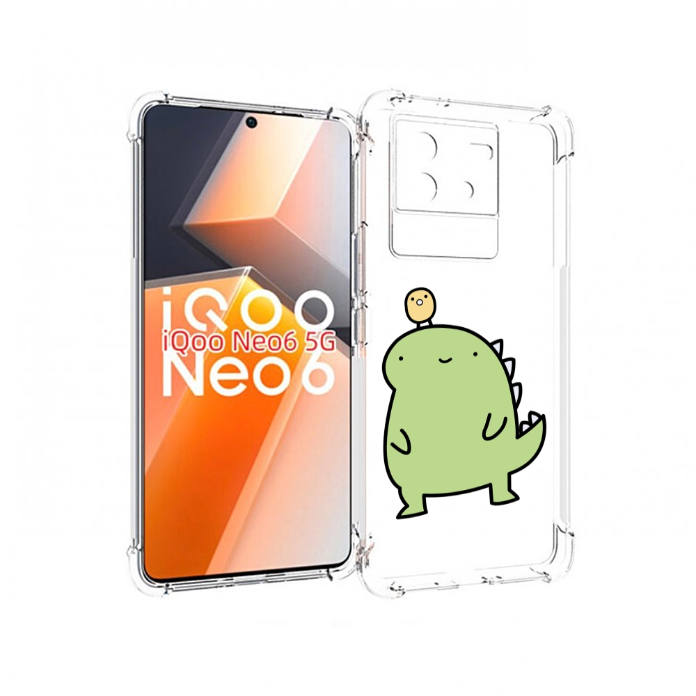 

Чехол MyPads зеленый-динозаврик детский для Vivo iQoo Neo 6 5G, Прозрачный, Tocco