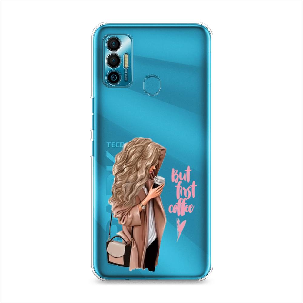

Силиконовый чехол "Девушка с кофе" на Tecno Spark 7, Девушка с кофе