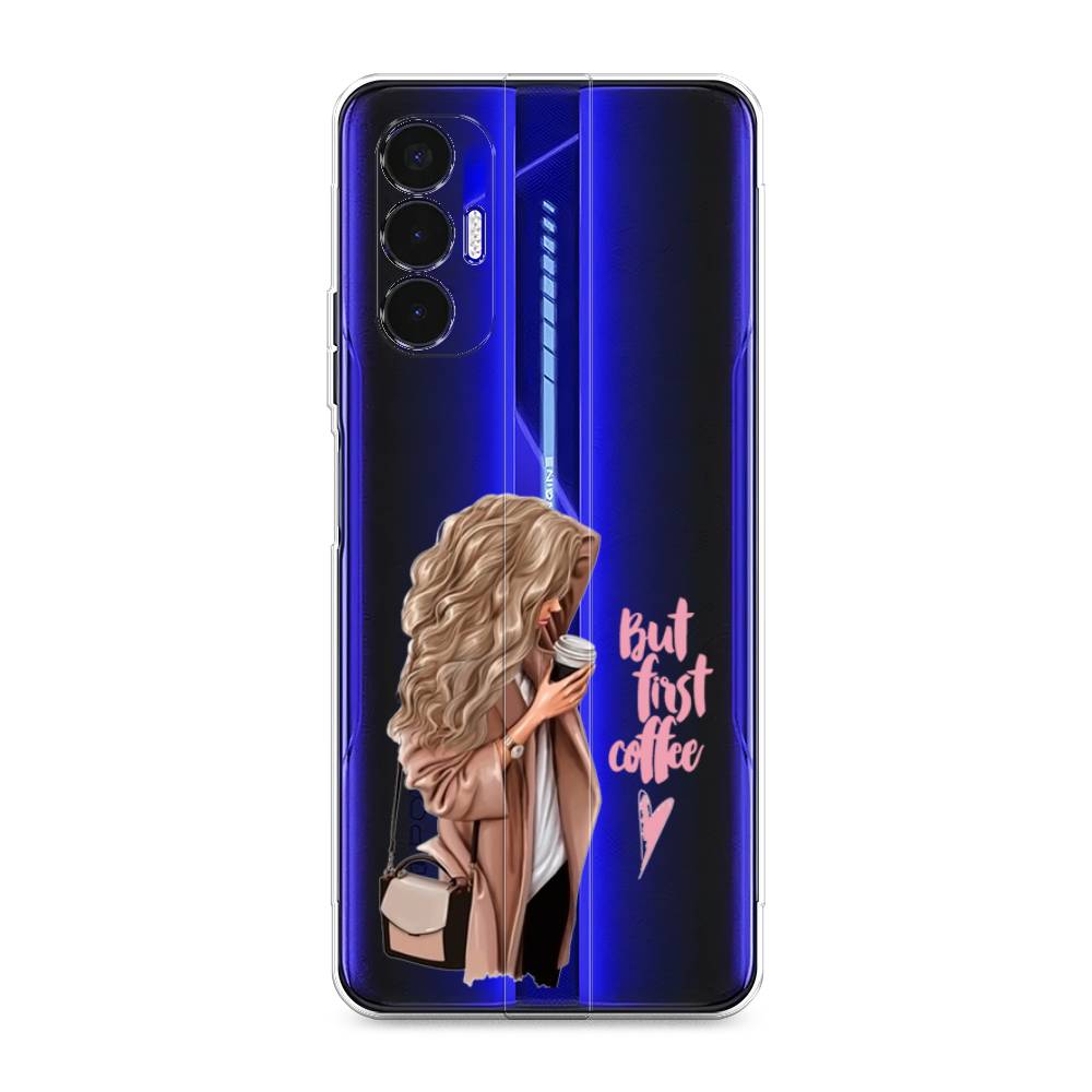 

Силиконовый чехол "Девушка с кофе" на Tecno Pova 3, Девушка с кофе