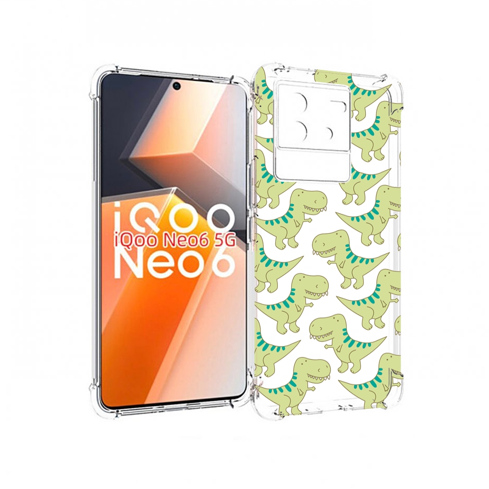 

Чехол MyPads зеленые-динозаврики для Vivo iQoo Neo 6 5G, Прозрачный, Tocco