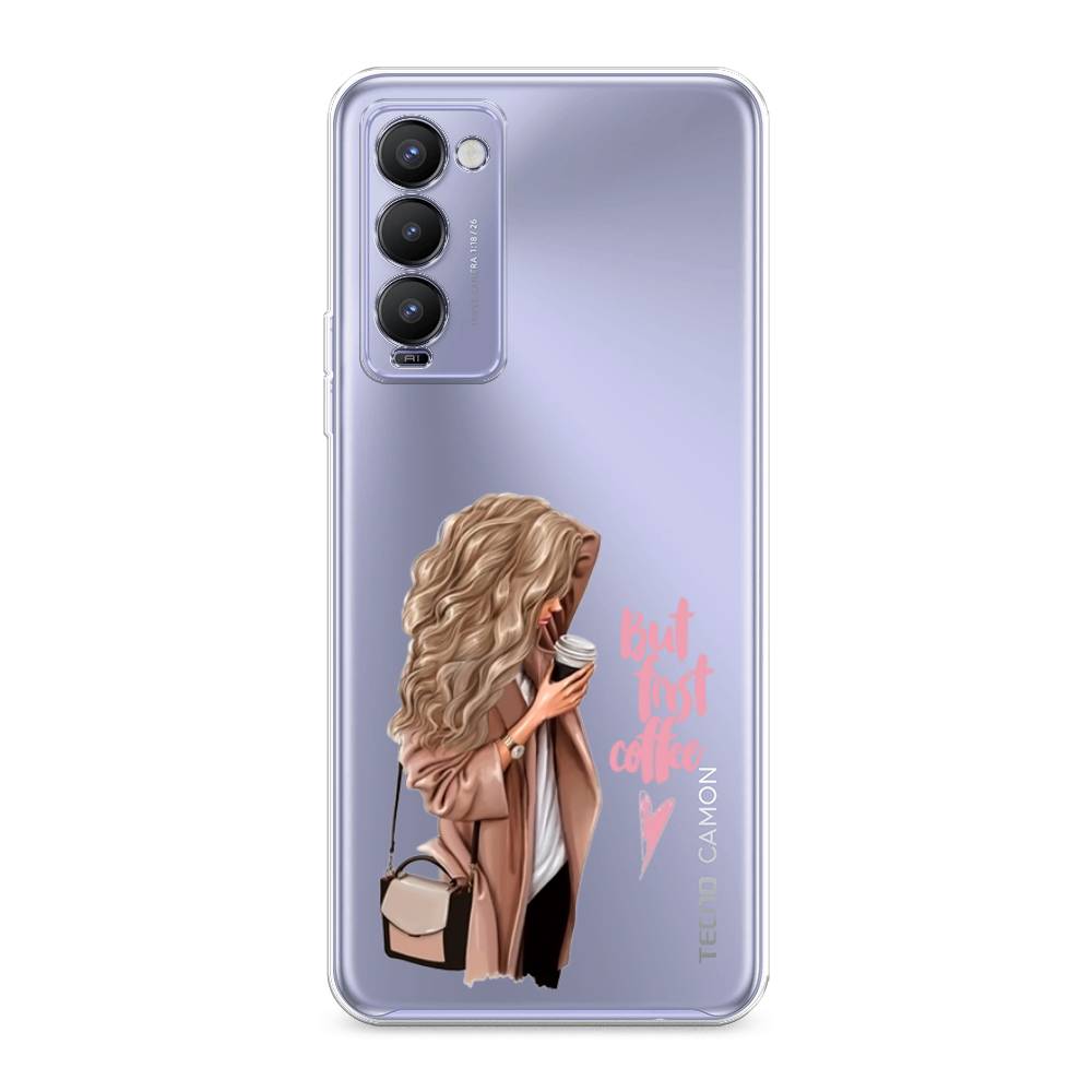 

Силиконовый чехол "Девушка с кофе" на Tecno Camon 18T, Девушка с кофе