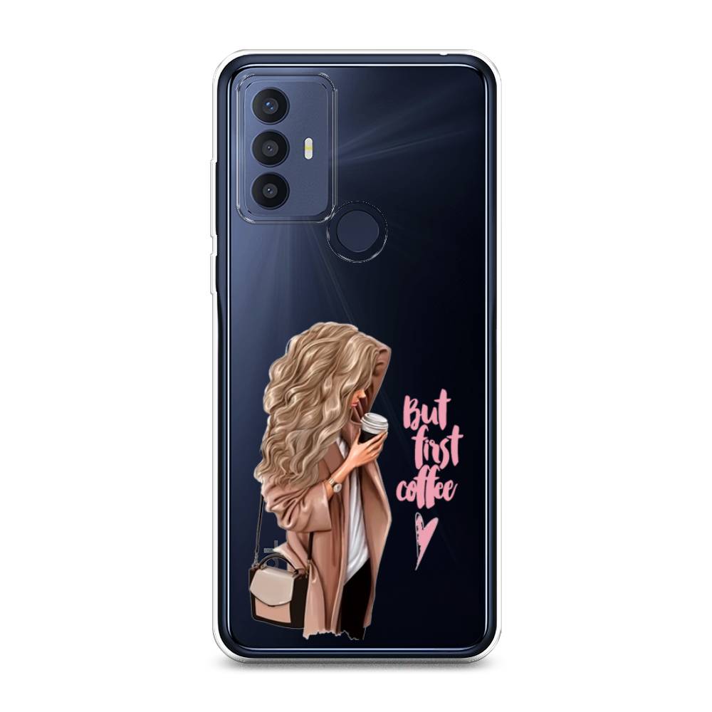 

Силиконовый чехол "Девушка с кофе" на TCL 30 SE, Девушка с кофе