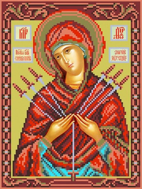 

Рисунок на шелке «Богородица Умягчение злых сердец»