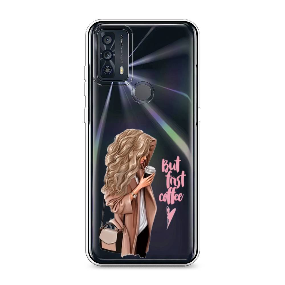 

Силиконовый чехол "Девушка с кофе" на TCL 20B, Девушка с кофе