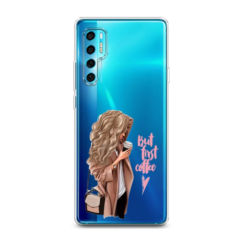 

Силиконовый чехол "Девушка с кофе" на TCL 20 Pro 5G, Девушка с кофе