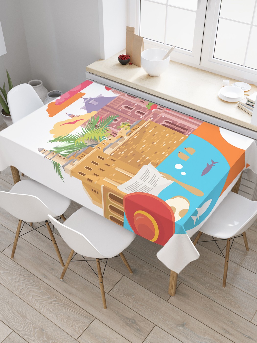 

Фотоскатерть JoyArty МУЛЬТИ 97436 120x145, Белый