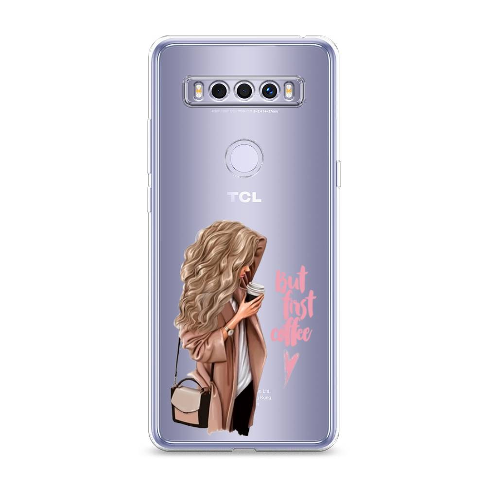 

Силиконовый чехол "Девушка с кофе" на TCL 10 SE, Девушка с кофе