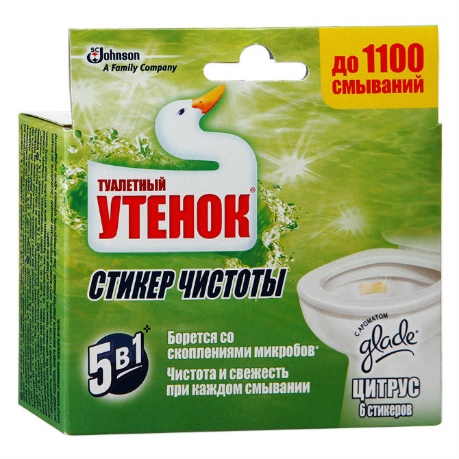 

Туалетный Утенок Средство по уходу за туалетом Стикер Чистоты, цитрус 6шт
