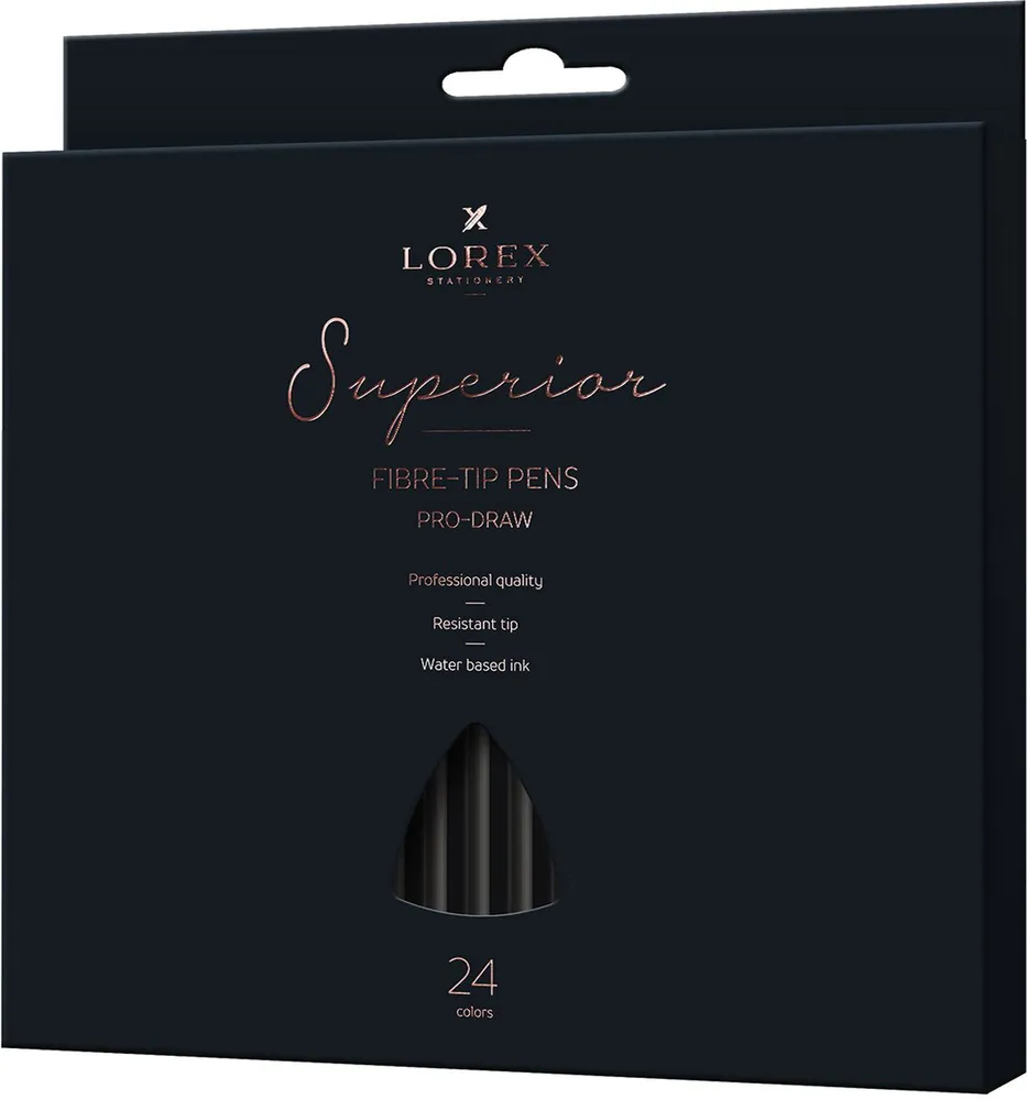 Набор фломастеров 24 цвета Lorex Pro-Draw Superior (круглый корпус), 12 уп.