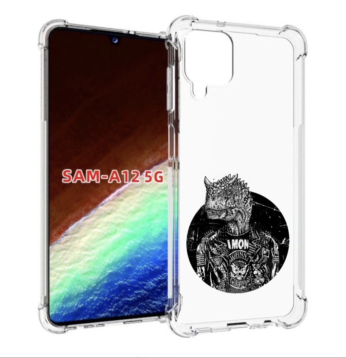

Чехол MyPads динозавр в куртке для Samsung Galaxy A12 (SM-A125F) 2020/21, Прозрачный, Tocco