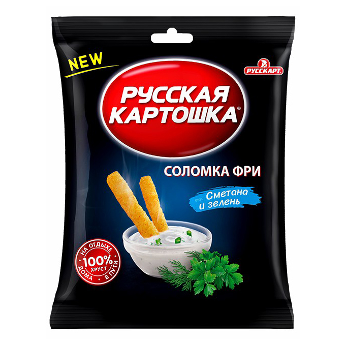 

Снеки картофельные Русская Картошка Соломка фри сметана-зелень 100 г