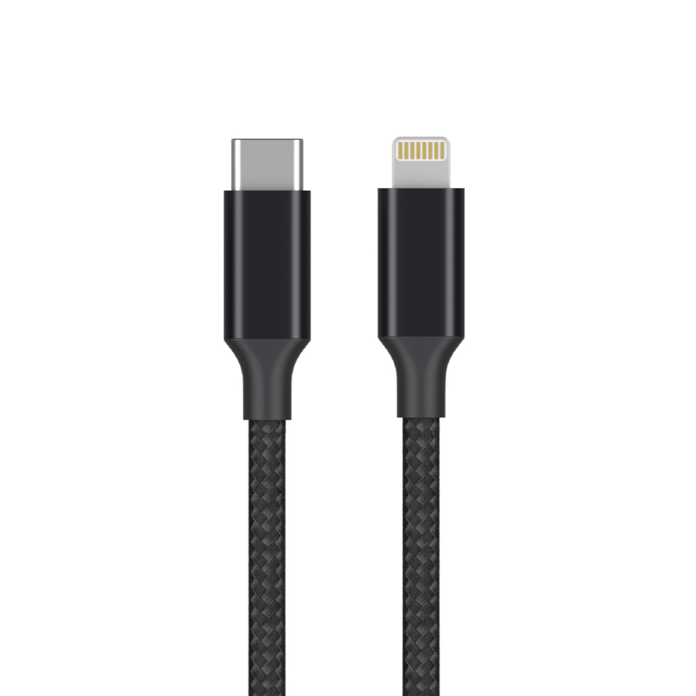 Кабель универсальный Axxa Lightning - USB Type-C 1м, нейлон, черный арт. 7266