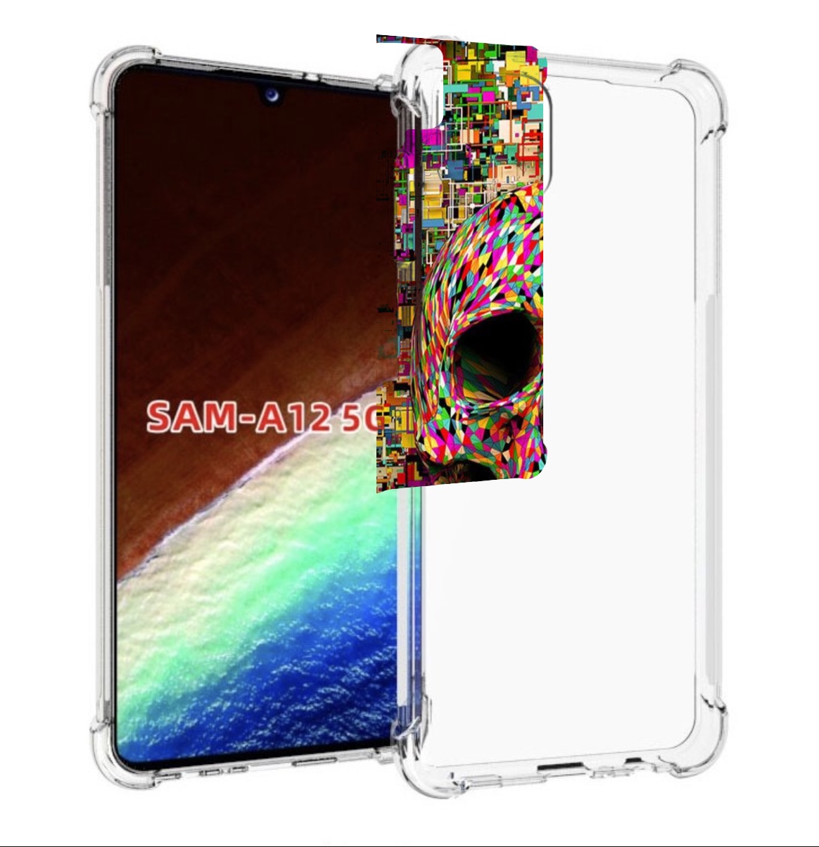 

Чехол MyPads череп красочные цвета для Samsung Galaxy A12 (SM-A125F) 2020/21, Прозрачный, Tocco