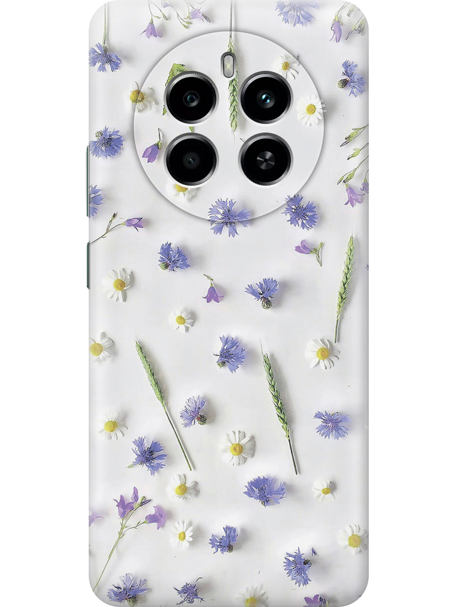 

Силиконовый чехол на Realme 12 4g с принтом "Ромашки и колоски", Прозрачный;белый;зеленый;фиолетовый, 783982022