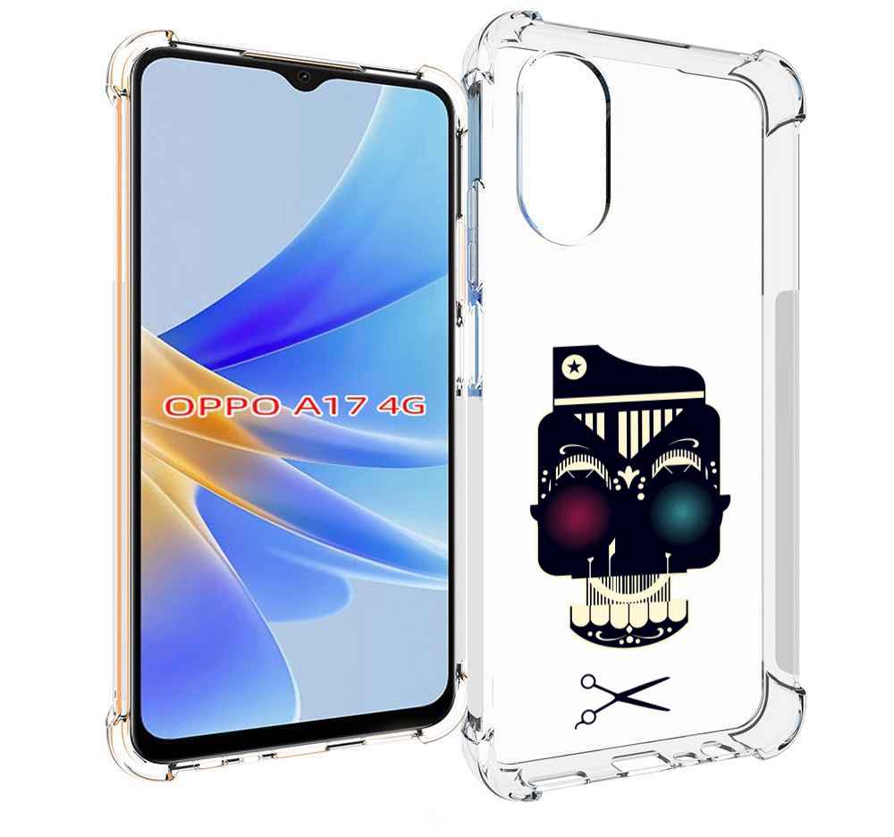 

Чехол MyPads черно белый скелет с яркими глазами для OPPO A17, Прозрачный, Tocco
