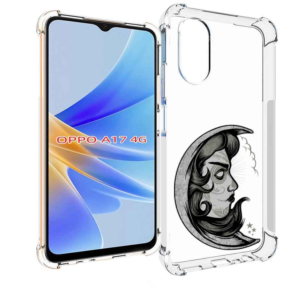 

Чехол MyPads черно белая луна с лицом для OPPO A17, Прозрачный, Tocco