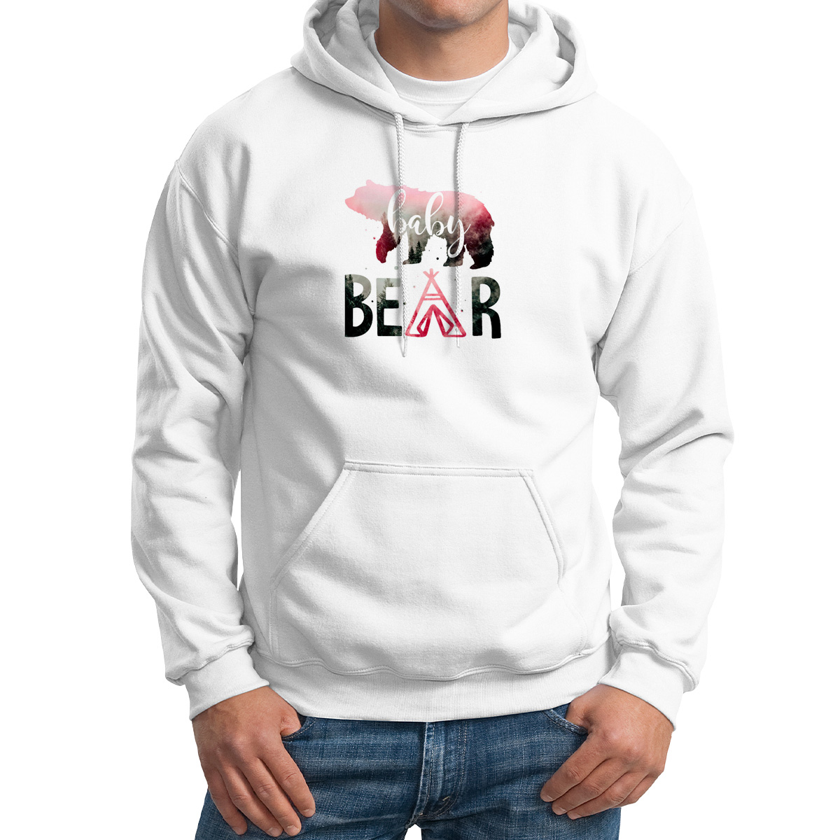 

Худи унисекс CoolPodarok Семья. baby bear белое 46 RU, 6M043564