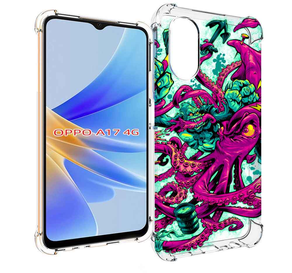 

Чехол MyPads фиолетовый кракен для OPPO A17, Прозрачный, Tocco