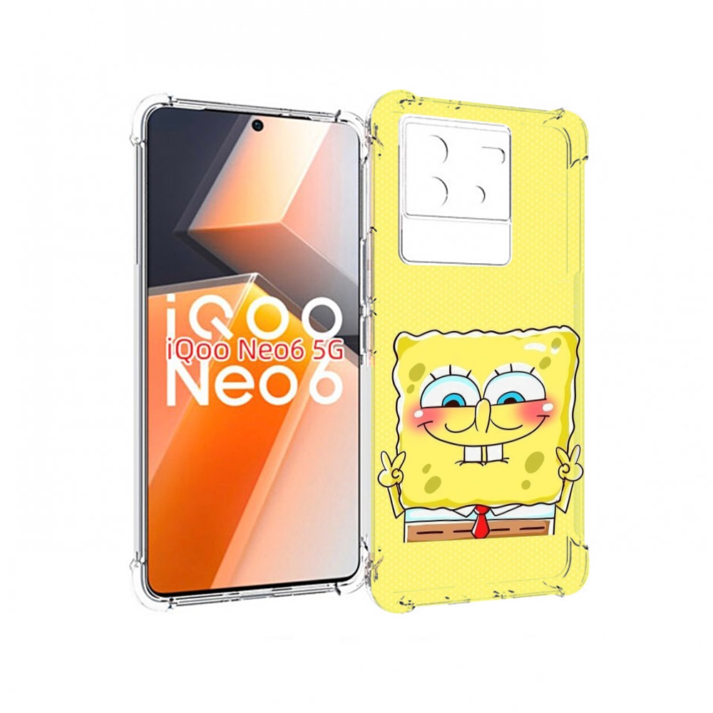 

Чехол MyPads довольный милый спанчбоб для Vivo iQoo Neo 6 5G, Прозрачный, Tocco
